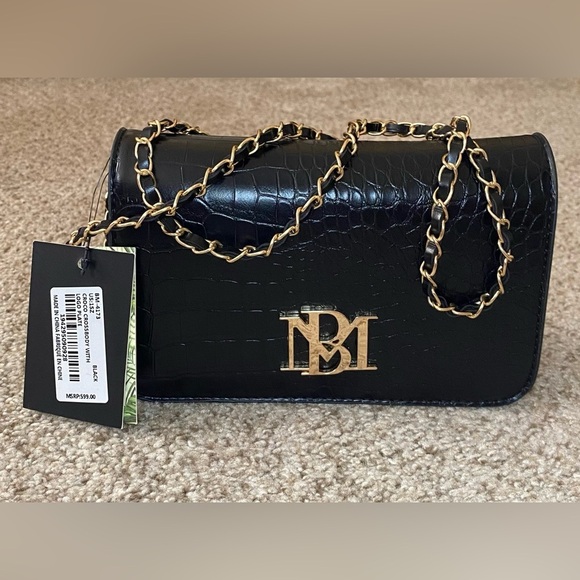 🖤❤️‍🔥Badgley Mischka Black Crocodile Chain Crossbody Bag NWT🖤❤️‍🔥 - Picture 1 of 6